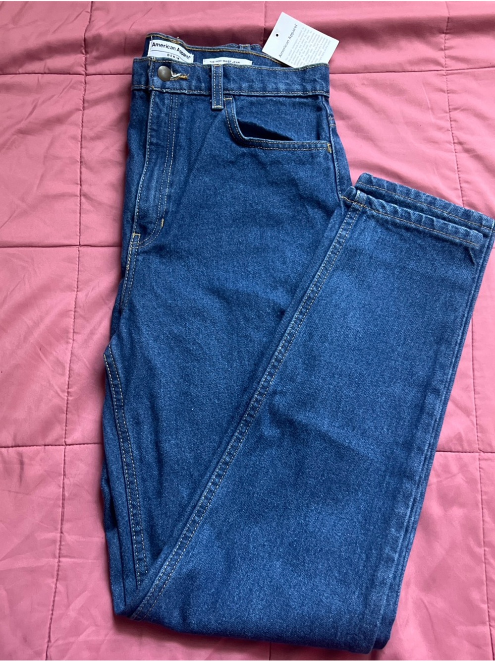 American Apparel Medium Wash High Waist Straight Leg Jean